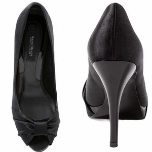 new WHBM ღ Chic Satin Bow Peeptoe Heel ღ Black ღ